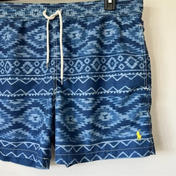 Polo Ralph Lauren Traveler Swim Shorts Trunks Mens Large Indigo Blue Geo Pony